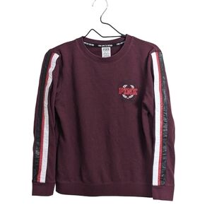 PINK Victoria's Secret Limited Edition Top Sweatshirt Burgundy Faux Leather XS